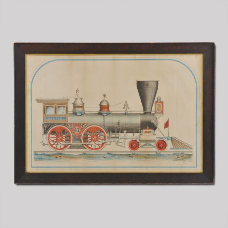 A Rare and Important Large-Scale Drawing of the "Onward , Locomotive Engine", ma